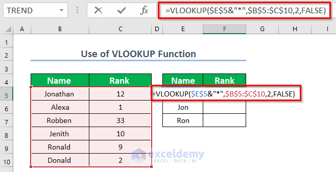 Using VLOOKUP Function to Perform Partial Match of String in Excel