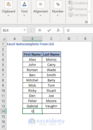 No suggestions - Excel Autocomplete From List
