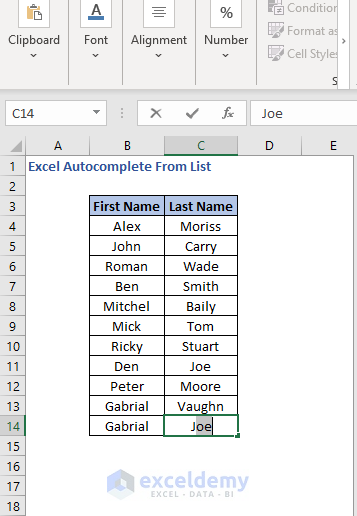 Suggestions 2 - Excel Autocomplete From List