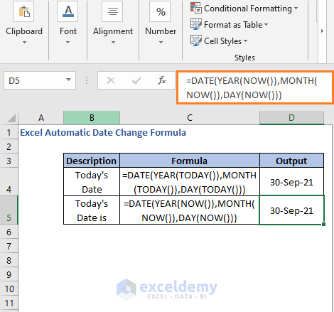 Complex formula - NOW - Excel Automatic Date Change Formula