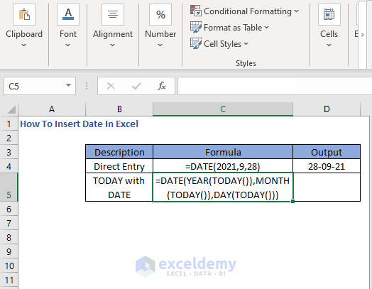 DATE- TODAY formula - How To Insert Date In Excel