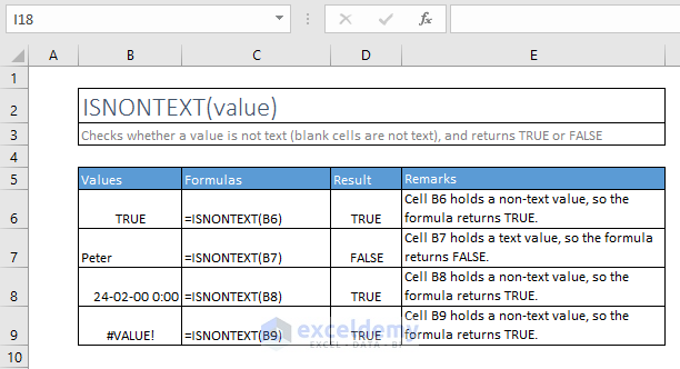isnontext function excel syntax and examples