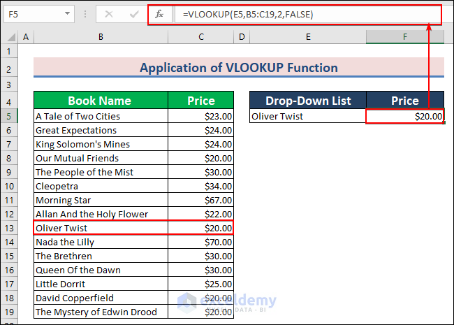 13-Apply the VLOOKUP function based on the drop-down list