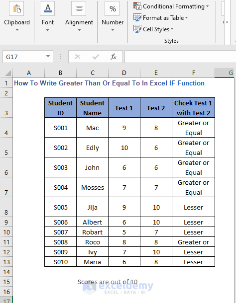 Greater than or Equal to Autofill - How to Write Greater Than or Equal To in Excel IF Function
