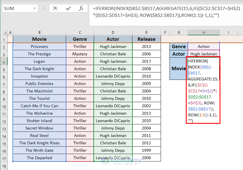 Applying INDEX-AGGREGATE Combinition for Excel Extract Data from Table Based on Multiple Criteria