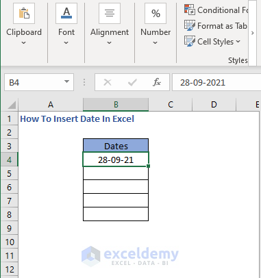 Insert a date - How To Insert Date In Excel