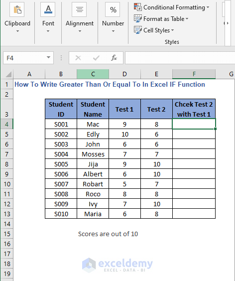 Check 2 - How to Write Greater Than or Equal To in Excel IF Function