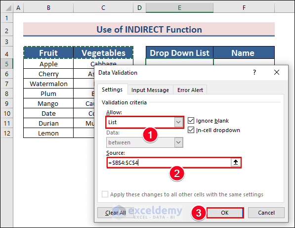 15-Create a drop-down list from the column’s name