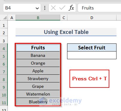 Creating Excel Table