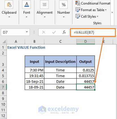 Date to Number result 2 - Excel VALUE Function