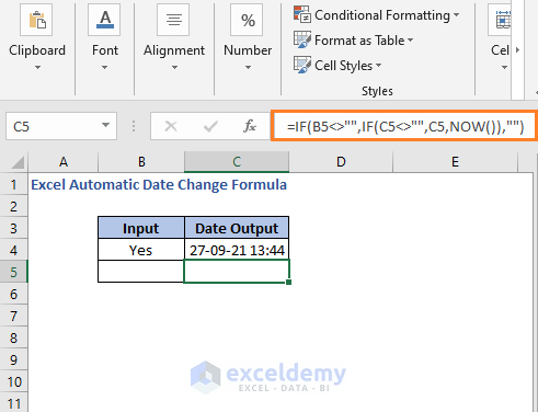 Drag down to cell - Excel Automatic Date Change Formula