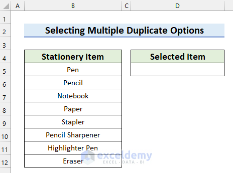Make Multiple Selection from Drop Down List with Duplicate Options in Excel