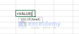 Syntax - Excel VALUE Function