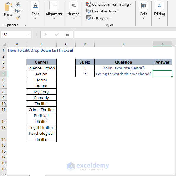 Pre questions - How To Edit Drop Down List In Excel