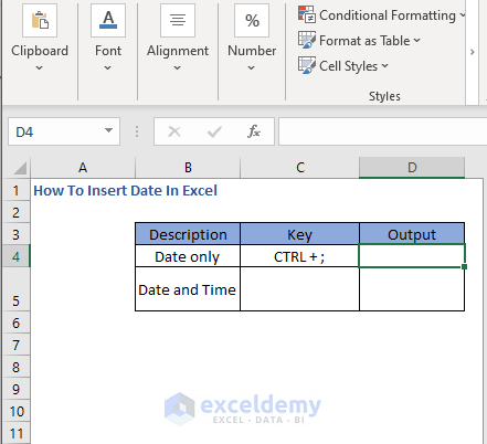 Date insert key - How To Insert Date In Excel