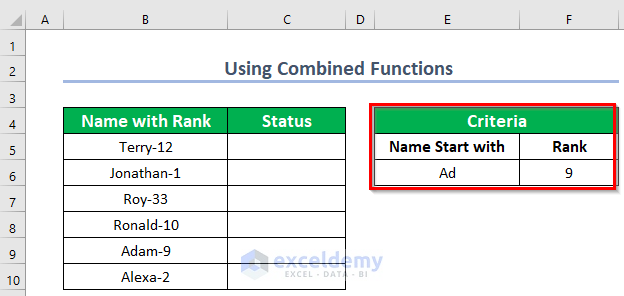 Combined Functions to Perform Partial Match String with Two Columns