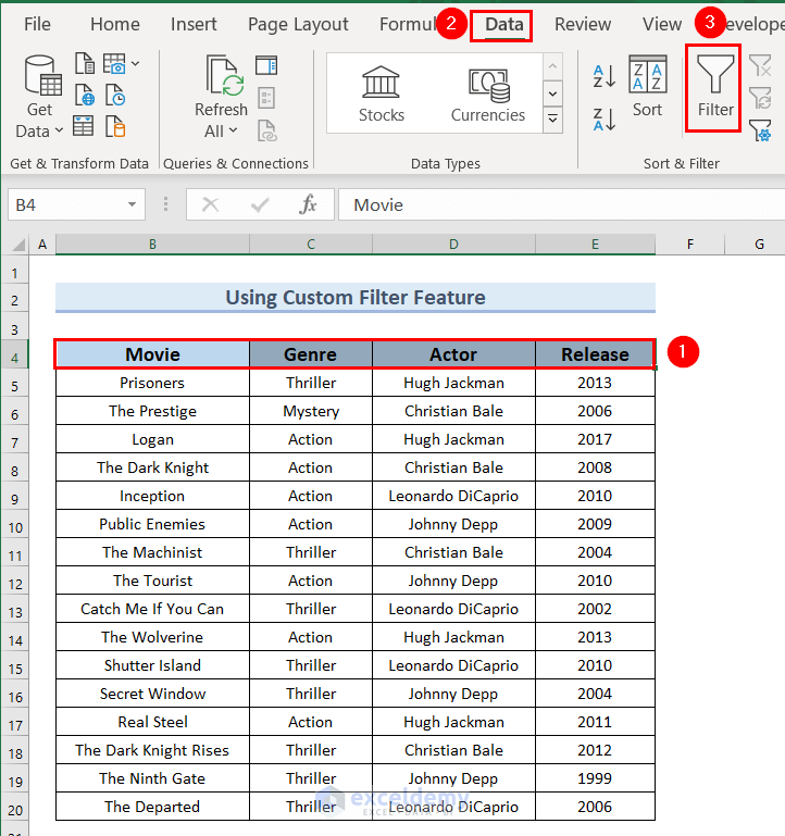 Using Custom Filter Feature for Excel Extract Data from Table Based on Multiple Criteria