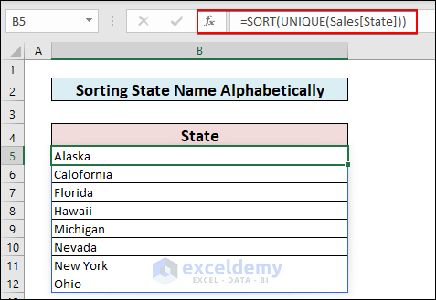 28-Sorting state name alphabetically