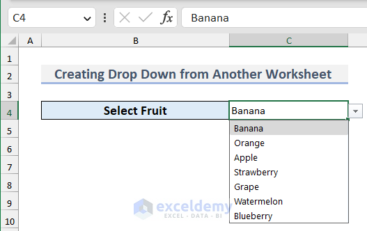 Drop down list in another worksheet