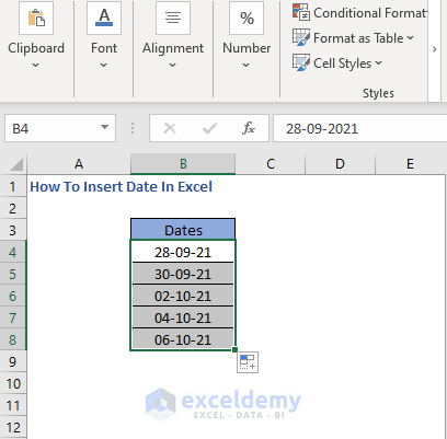 AutoFill with interval - How To Insert Date In Excel