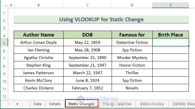  Excel VBA VLOOKUP in Another Worksheet for Static Changes