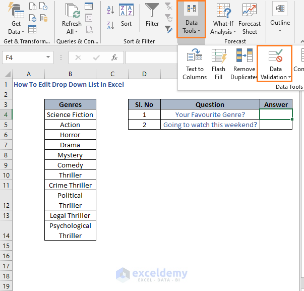 Data Validation - How To Edit Drop Down List In Excel