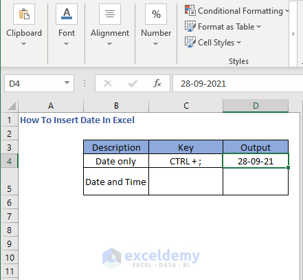 Date inserted - How To Insert Date In Excel