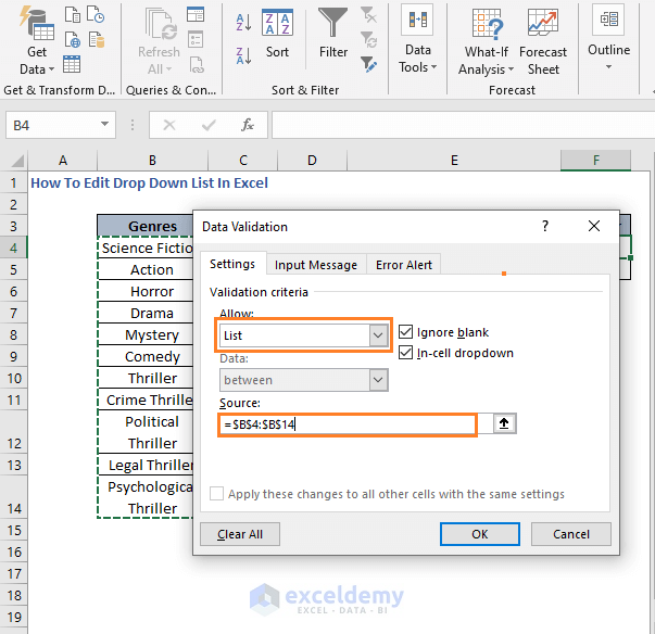List - Range - How To Edit Drop Down List In Excel