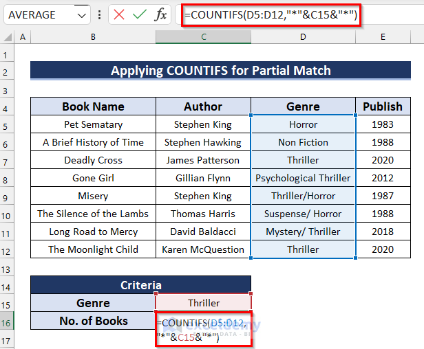 Employ COUNTIF Family Function for Partial Match in Excel