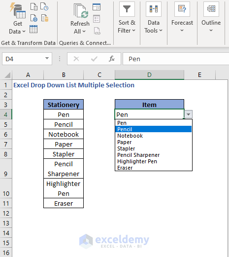 Attempt to select another - Excel Drop Down List Multiple Selection
