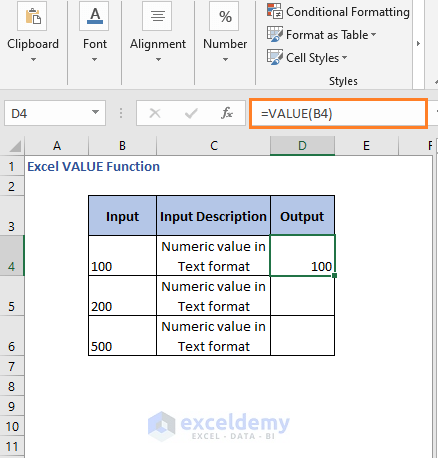 Formula result text to number - Excel VALUE Function
