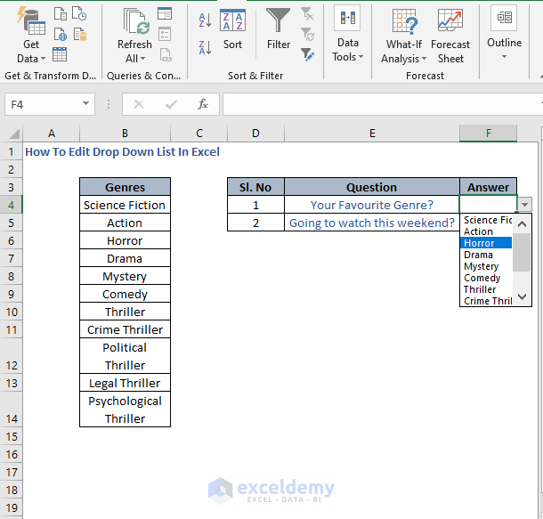 Drop Down list - How To Edit Drop Down List In Excel