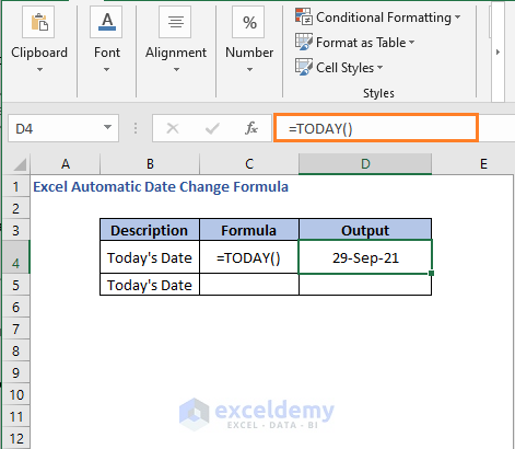 Updated date - Excel Automatic Date Change Formula