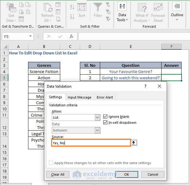 Drop Down list 2 - How To Edit Drop Down List In Excel