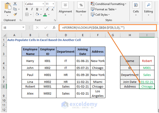 VLOOKUP Formula - Address - Auto Populate Cells In Excel Based On Another Cell