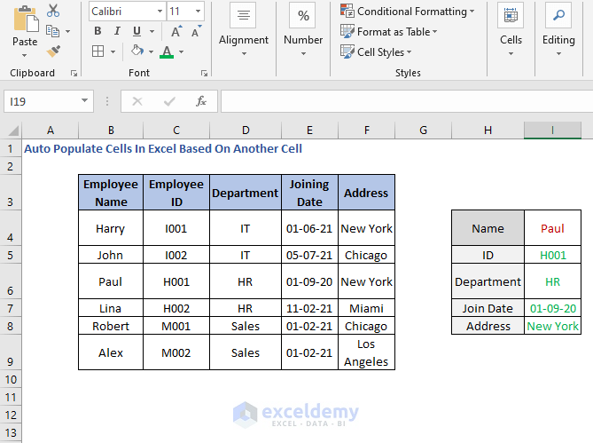 Change of Name - Auto Populate Cells In Excel Based On Another Cell