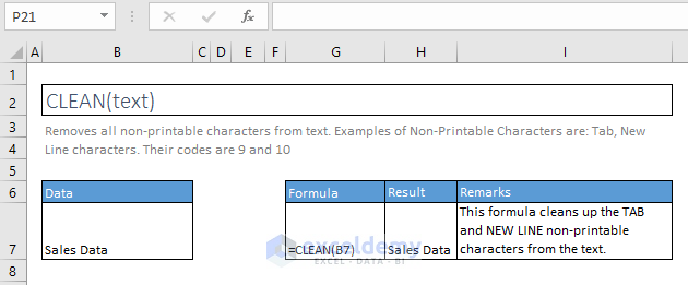 clean function excel syntax and examples