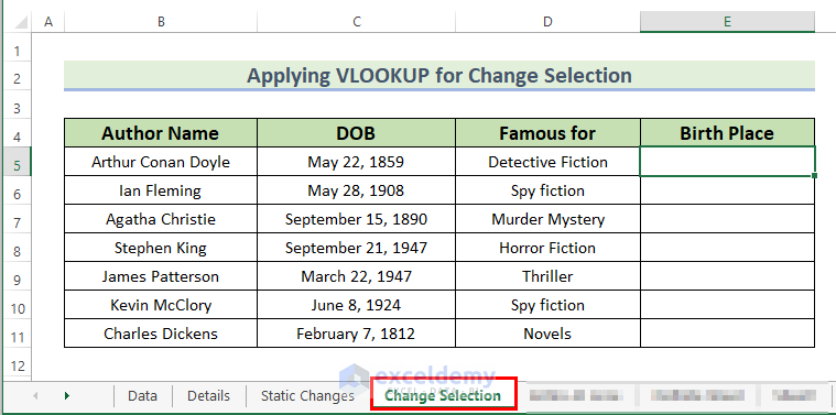 Applying Excel VBA VLOOKUP in Another Worksheet for Change Selection