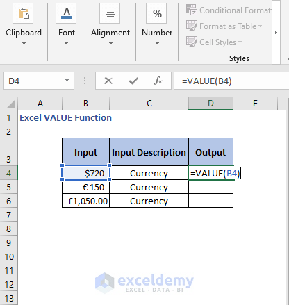 VALUE formula currency to text - Excel VALUE Function