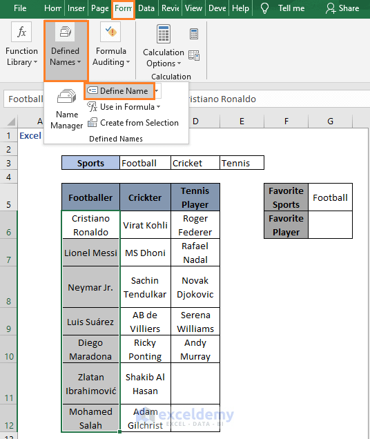 Name Range define - Excel Drop Down List IF Statement
