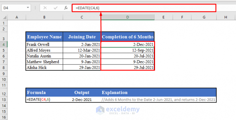 How to Add 6 Months to a Date in Excel (2 Easy Ways) - ExcelDemy