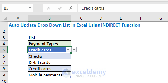 Auto Update Drop Down List in Excel 
