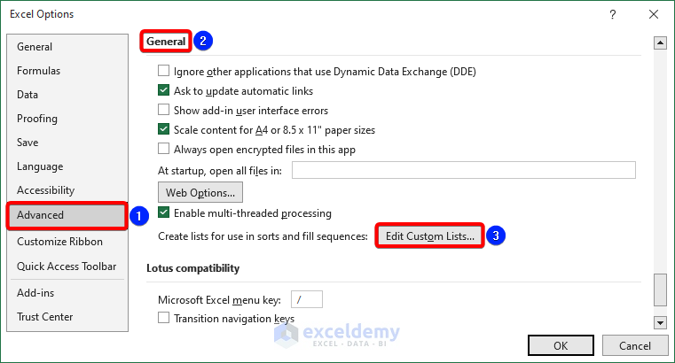 Excel Options Window