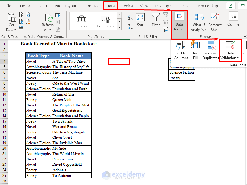 Data Validation Tool in Excel