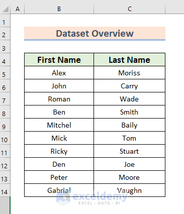 Dataset of Excel autocomplete from list