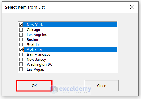 Excel Multi Select ListBox