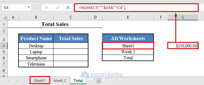 Dynamic Reference Worksheet Name in Formula in Excel