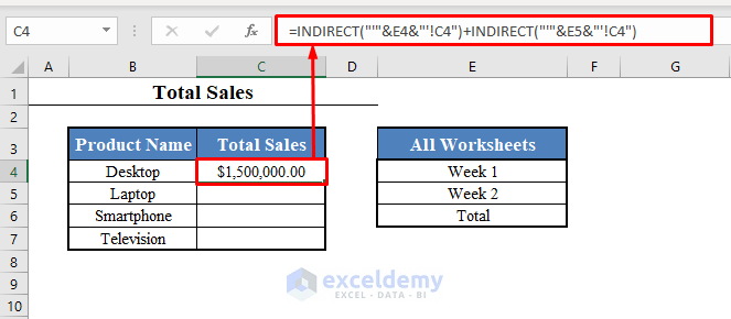 Excel Reference Worksheet Name Using INDIRECT Function