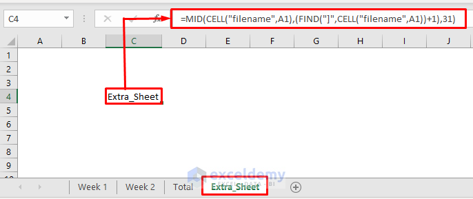 Getting the Active Worksheet Name Using Formula