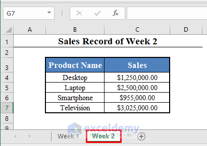 Data Set for Reference Worksheet Name in Formula in Excel